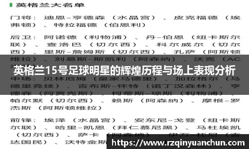 英格兰15号足球明星的辉煌历程与场上表现分析